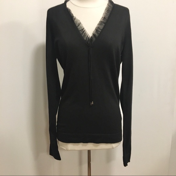 Gucci Black Cashmere Sweater with Mesh Trimming